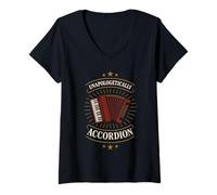 Femme Joueur d'accordéon Musicien Squeezebox Life Folk Rhythm Vibe T-Shirt avec Col en V