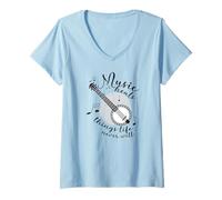 Femme Joueur de Banjo String-Instrument, drôle Phrases Banjo T-Shirt avec Col en V