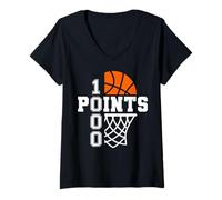 Femme Joueur de Basket-Ball du lycée avec 1000 Points T-Shirt avec Col en V