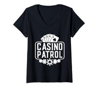 Femme Joueur De Casino Casino Patrol - Jeux d'argent T-Shirt avec Col en V