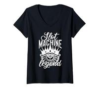 Femme Joueur De Casino Slot Machine Legend - Jeux D'argent T-Shirt avec Col en V