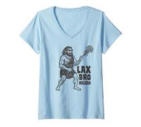 Femme Joueur de Crosse Amusant - Tough Cool Lax Bro Magnon T-Shirt avec Col en V