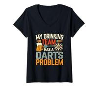 Femme Joueur de fléchettes My Drinking Team Has A Darts Problem Lover T-Shirt avec Col en V