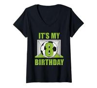 Femme Joueur de football 8e anniversaire pour enfants de 8 ans T-Shirt avec Col en V