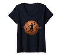 Femme Joueur De Handball Au Rythme du Cœur T-Shirt avec Col en V