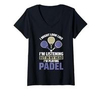 Femme Joueur de padel : paddleball T-Shirt avec Col en V