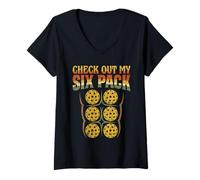 Femme Joueur de Pickleball rétro rétro et Amusant Découvrez Mon Pack de Six Joueurs de Pickleball T-Shirt avec Col en V
