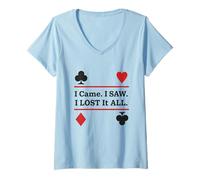 Femme Joueur de Poker Blackjack Casino Sarcasme Gambling Las Vegas T-Shirt avec Col en V