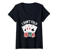Femme Joueur de Poker Fold Gambling Texas Hold Em T-Shirt avec Col en V