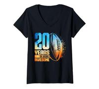 Femme Joueur de Rugby rétro 20e Anniversaire garçon Fille 20 Ans T-Shirt avec Col en V
