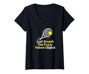 Femme Joueur de Tennis Smash The Yellow Object T-Shirt avec Col en V