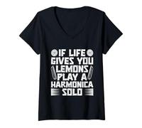Femme Joueur D'harmonica Drôle If Life Gives You Lemon Play T-Shirt avec Col en V