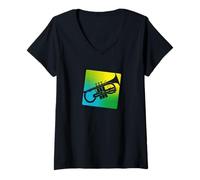Femme Joueur Soprano Cornet à Pistons ou Cornettiste de Brass Band T-Shirt avec Col en V