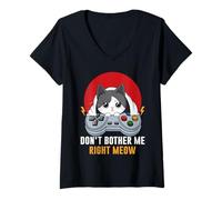 Femme Joueur vidéo Don't Bother Me Right Meow Cat T-Shirt avec Col en V