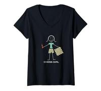 Femme Joueuse d'échecs Amusante pour Femme T-Shirt avec Col en V