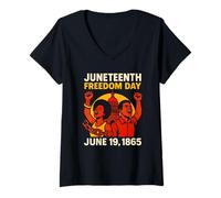 Femme Jour de la Liberté, Mois de l'histoire des Noirs africains vintage du 17 juin T-Shirt avec Col en V