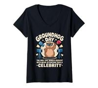 Femme Jour de la marmotte : le seul jour où un rongeur reçoit plus de marmotte T-Shirt avec Col en V