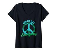 Femme Jour de la Terre Tous Les Jours - Écologiste pour la Conservation du Climat T-Shirt avec Col en V