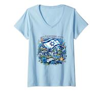 Femme Jour de l'indépendance d'Israël 76 - Am Yisrael Chai Juif Sioniste T-Shirt avec Col en V