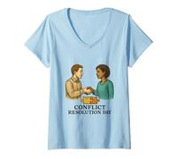 Femme Jour de résolution des conflits en Octobre T-Shirt avec Col en V
