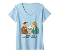 Femme Jour de résolution des conflits T-Shirt avec Col en V