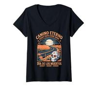 Femme Jour des Morts : Eternal Road - Spiritual Road Sugar Skull T-Shirt avec Col en V