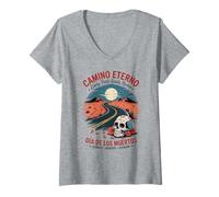 Femme Jour des Morts Eternal Road - Sugar Skull Memorial Journey T-Shirt avec Col en V