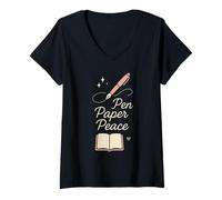 Femme Journal esthétique, créatif, planificateur de vie, écriture, passe-temps T-Shirt avec Col en V