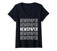 Femme Journal T-Shirt avec Col en V