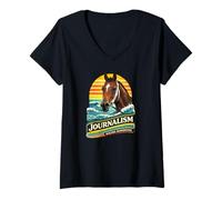 Femme Journalisme Cheval, Course de Chevaux, Santa Anita, Del Mar Horses T-Shirt avec Col en V