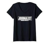 Femme Journalist Journalism Emploi Presse Reporter Journalist T-Shirt avec Col en V