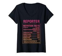 Femme Journaliste T-Shirt avec Col en V