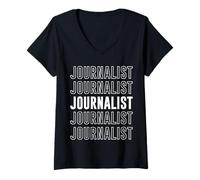 Femme Journaliste T-Shirt avec Col en V