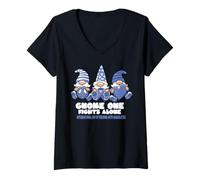 Femme Journée de la Personne handicapée GNOME on se Bat Seul Bleu T-Shirt avec Col en V