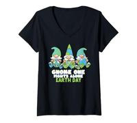 Femme Journée de la Terre Mère GNOME on se Bat Seul Porter Vert T-Shirt avec Col en V