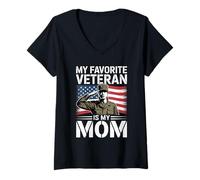 Femme Journée des Anciens Combattants Mon Ancien Combattant préféré est ma Maman Journée des Anciens Combattants T-Shirt avec Col en V