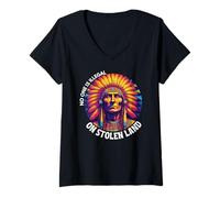 Femme Journée des peuples autochtones, personne n'est illégal sur les terres volées T-Shirt avec Col en V