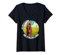 Femme Journée des peuples autochtones, personne n'est illégal sur les terres volées T-Shirt avec Col en V