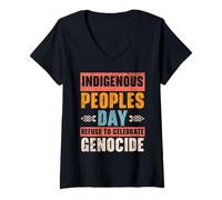Femme Journée des peuples autochtones : refusez de célébrer Le T-Shirt avec Col en V