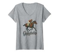 Femme Journée du Derby des courses de chevaux de Giddythefup Giddy Up Funny Derby T-Shirt avec Col en V