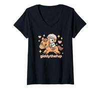 Femme Journée du Derby des courses de chevaux de Giddythefup Giddy Up Funny Derby T-Shirt avec Col en V