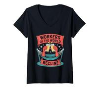 Femme Journée du travail des travailleurs du monde T-Shirt avec Col en V