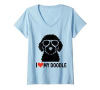 Femme Journée Labradoodle Golden Doodle Dog I Love My Doodle Dog T-Shirt avec Col en V