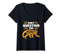 Femme Journée Nationale des singes Dont Question The Monkey T-Shirt avec Col en V