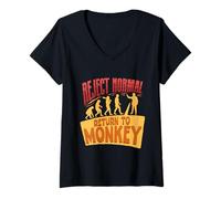 Femme Journée Nationale des singes Reject Normal Return to Monkey T-Shirt avec Col en V