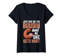 Femme Journée Nationale du Boudin en Louisiane, Donnez-Moi Boudin T-Shirt avec Col en V