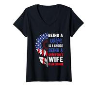 Femme Journée Patriotique des Anciens Combattants Être Une épouse des Anciens Combattants est Un Honneur T-Shirt avec Col en V