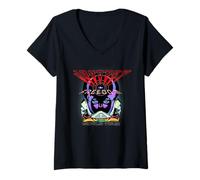Femme Journey Freedom World Tour Frontiers Alien Logo Vintage Band T-Shirt avec Col en V