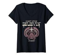 Femme Journey Groovy Don't Stop Believin' Scarab Vintage Band T-Shirt avec Col en V