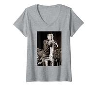 Femme Joy Division Ian Curtis Singing Live 1979 par Martin O'Neill T-Shirt avec Col en V
